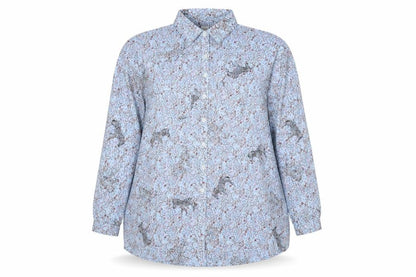 Cotton Traders Women Blue Size 20 Floral Zebra Cotton Button-Up Shirt