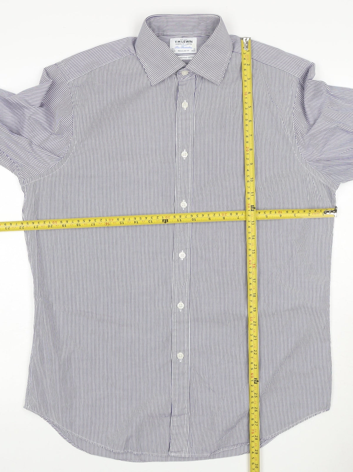 TM Lewin Men’s Purple Stripe 15.5 Regular Fit Cotton Formal Shirt