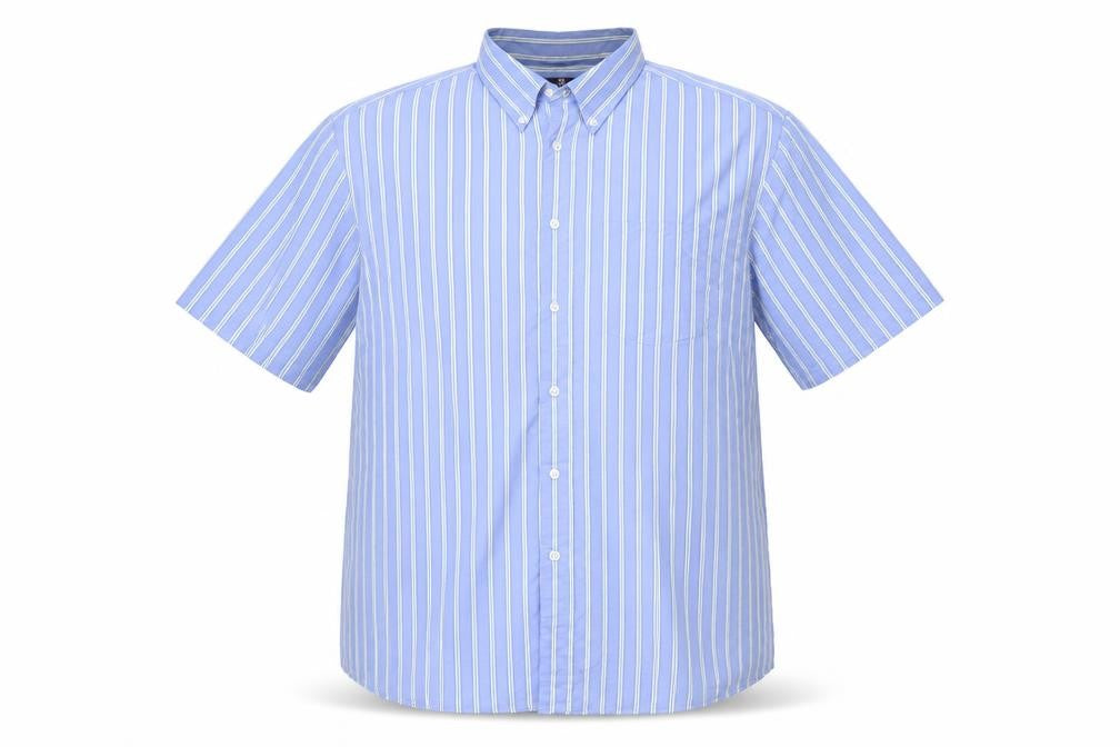 Marks & Spencer Men Blue Stripe Button Down Shirt 2XL Short Sleeve