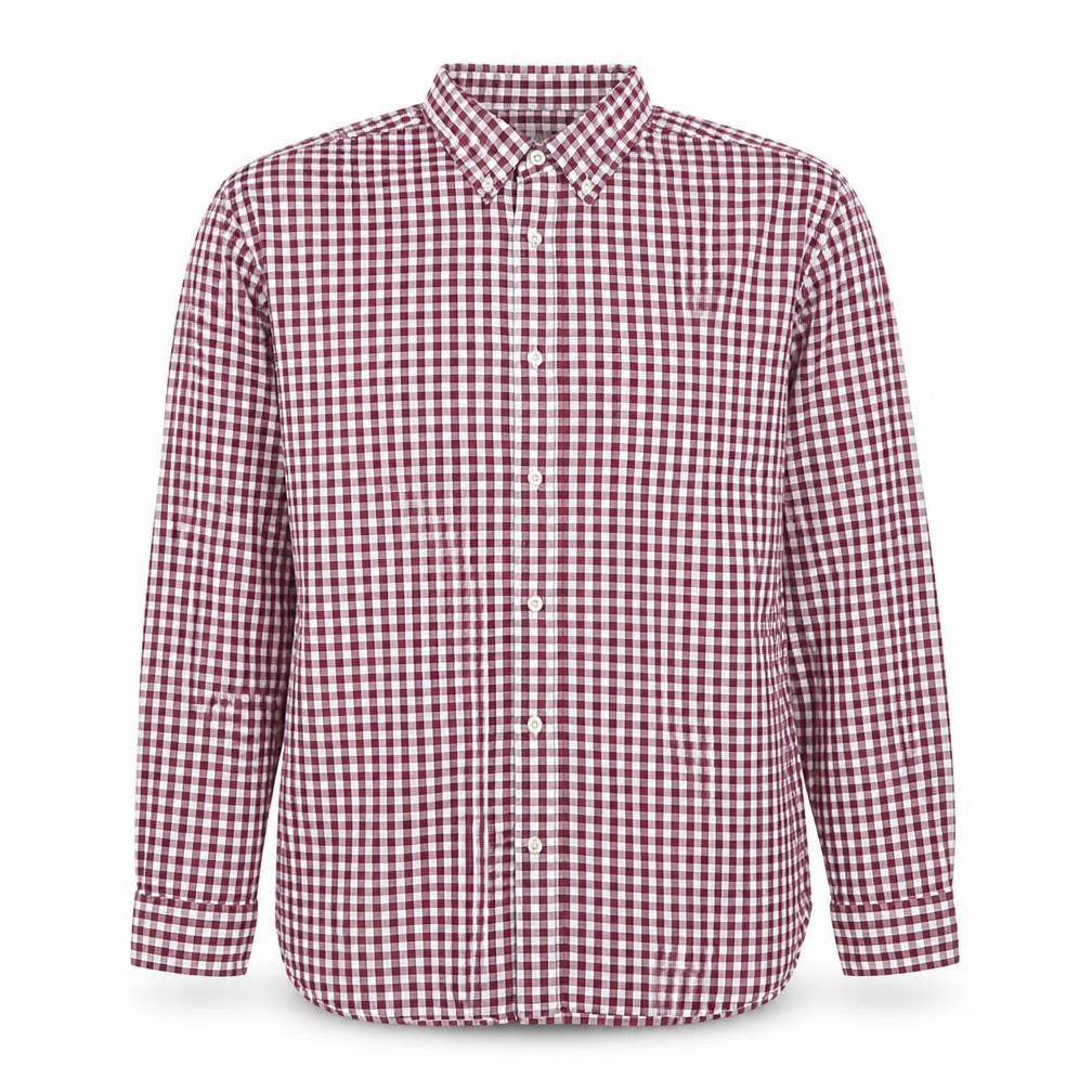Howick Men's Red Check Cotton Button-Down Long Sleeve Shirt Size L