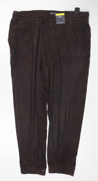 Marks & Spencer Women Brown Size 16 Short Stretch Jogger Trousers