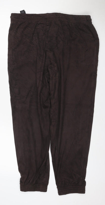 Marks & Spencer Women Brown Size 16 Short Stretch Jogger Trousers