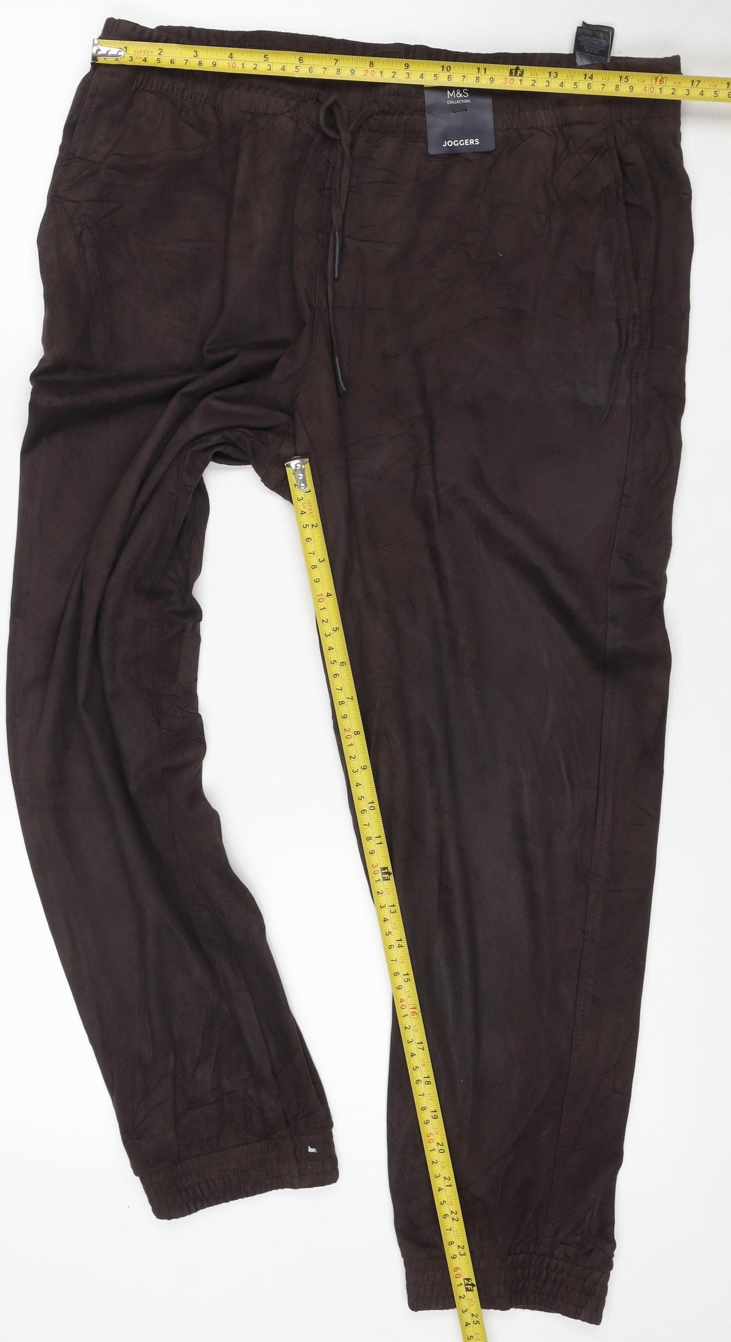 Marks & Spencer Women Brown Size 16 Short Stretch Jogger Trousers