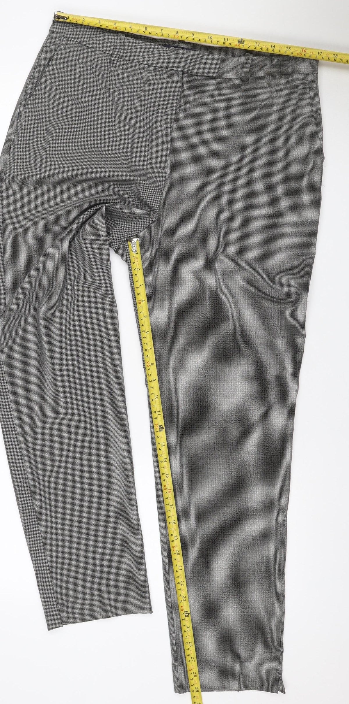 Marks & Spencer Women’s Grey Check The Mia Slim Trousers UK 16 Long