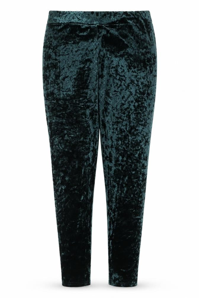 Marks & Spencer Women Green Velvet Leggings Size 16 Stretch Party Trousers