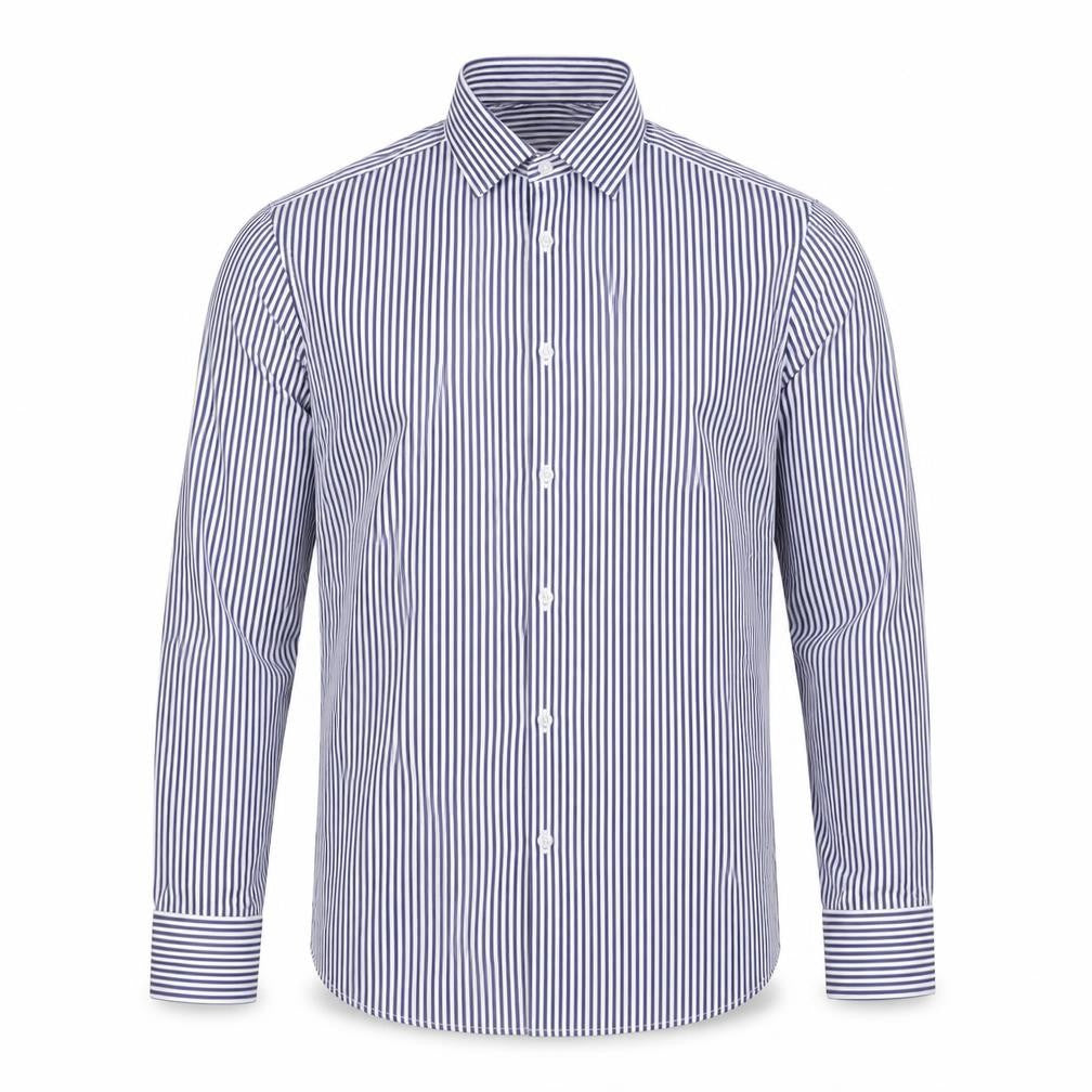 Marks & Spencer Sartorial Men Blue Stripe Slim Fit Cotton Shirt 15 Long Sleeve