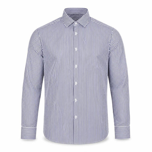 Marks & Spencer Sartorial Men Blue Stripe Slim Fit Cotton Shirt 15 Long Sleeve