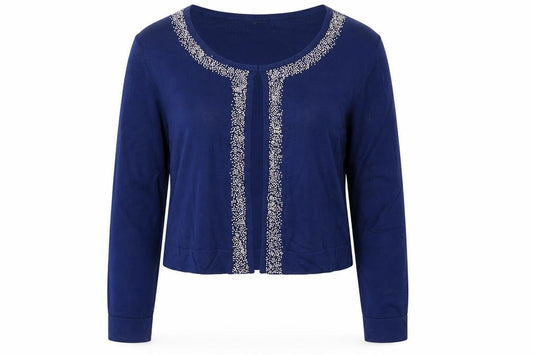 Hobbs Women’s Blue Size 16 Beaded Open Knit Cardigan Long Sleeve