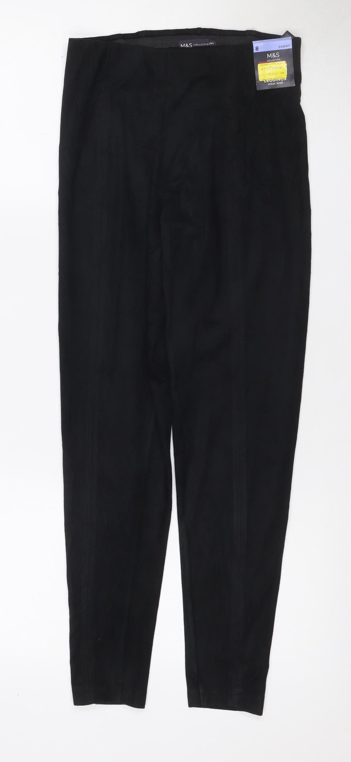 Marks & Spencer Women Black UK 8 Short High Rise Stretch Leggings