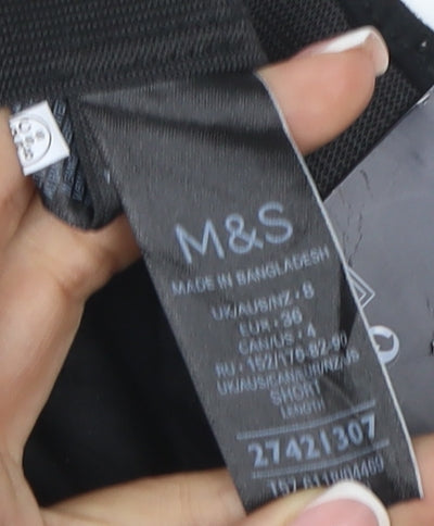 Marks & Spencer Women Black UK 8 Short High Rise Stretch Leggings