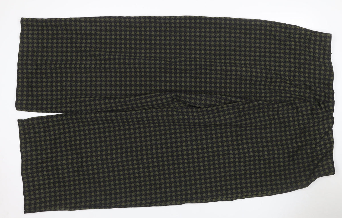 Marks & Spencer Women Green Check Wide Leg Trousers UK 20 Regular