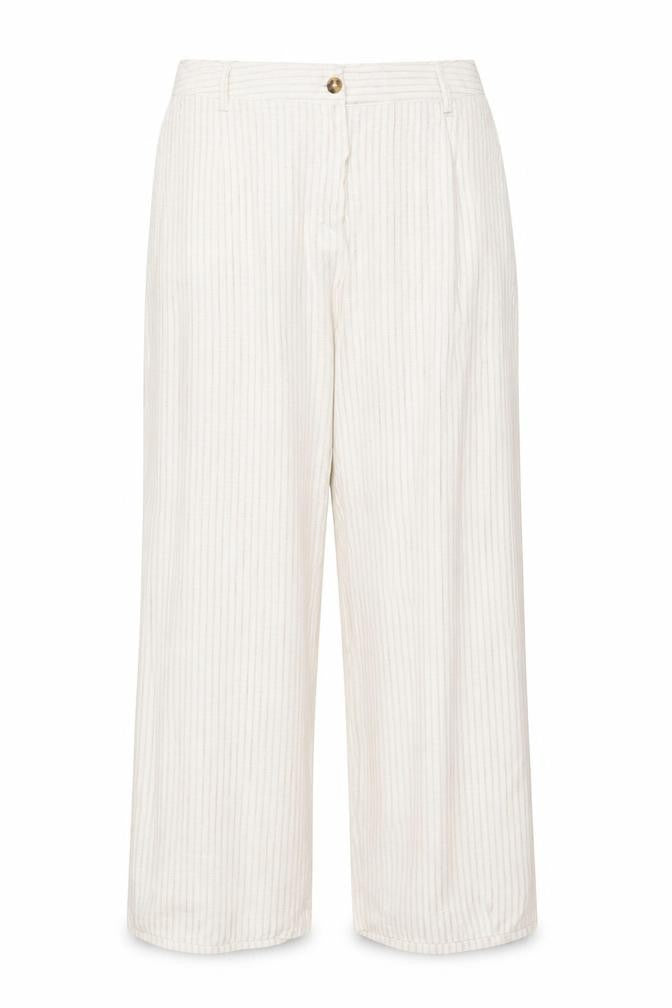 Marks & Spencer Women Ivory Stripe Wide Leg Trousers UK 18 Regular