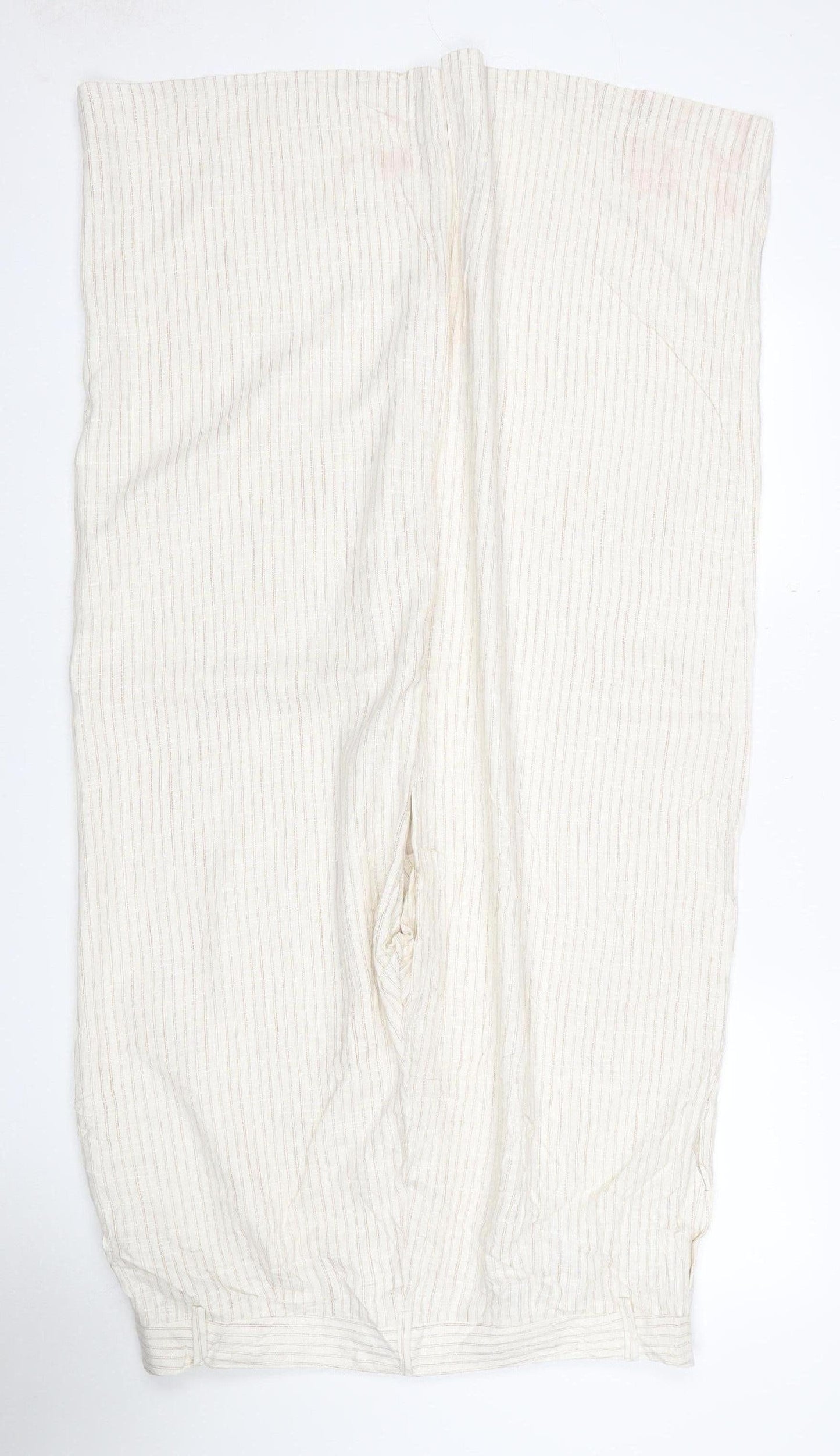 Marks & Spencer Women Ivory Stripe Wide Leg Trousers UK 18 Regular