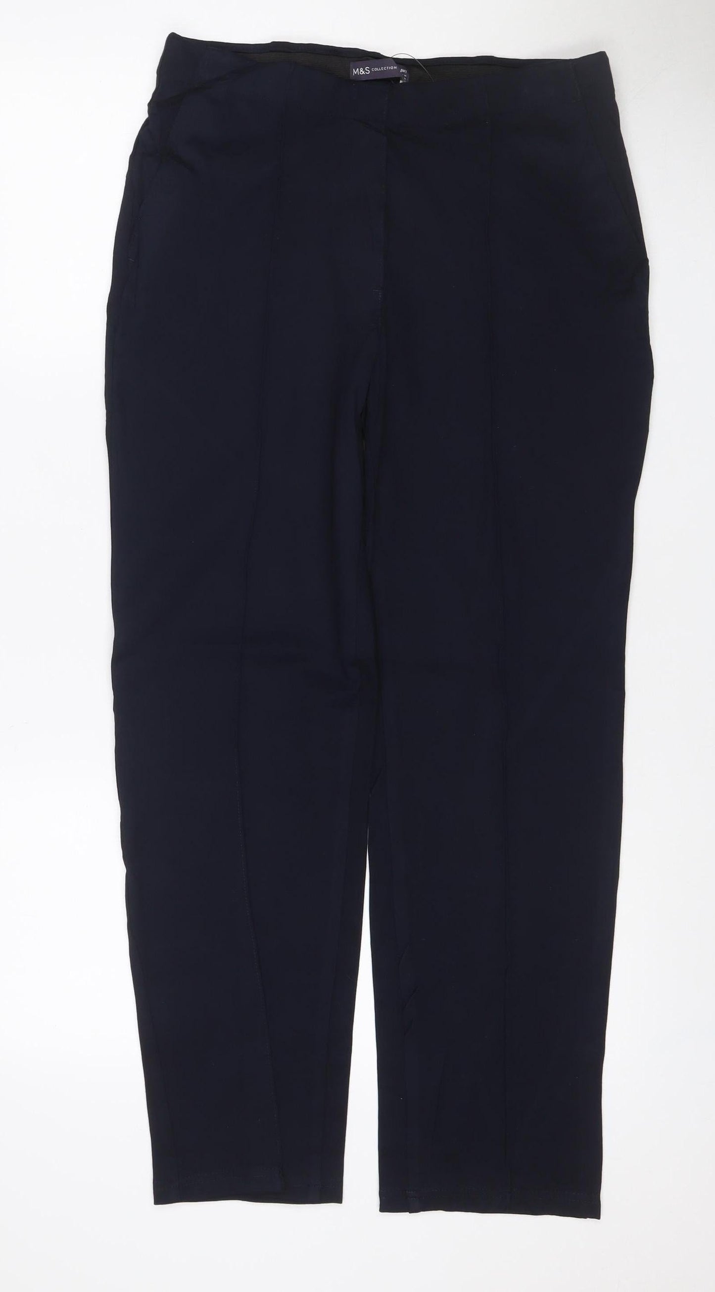 Marks & Spencer Women's Blue UK 12 Wide Leg Tailored Trousers
