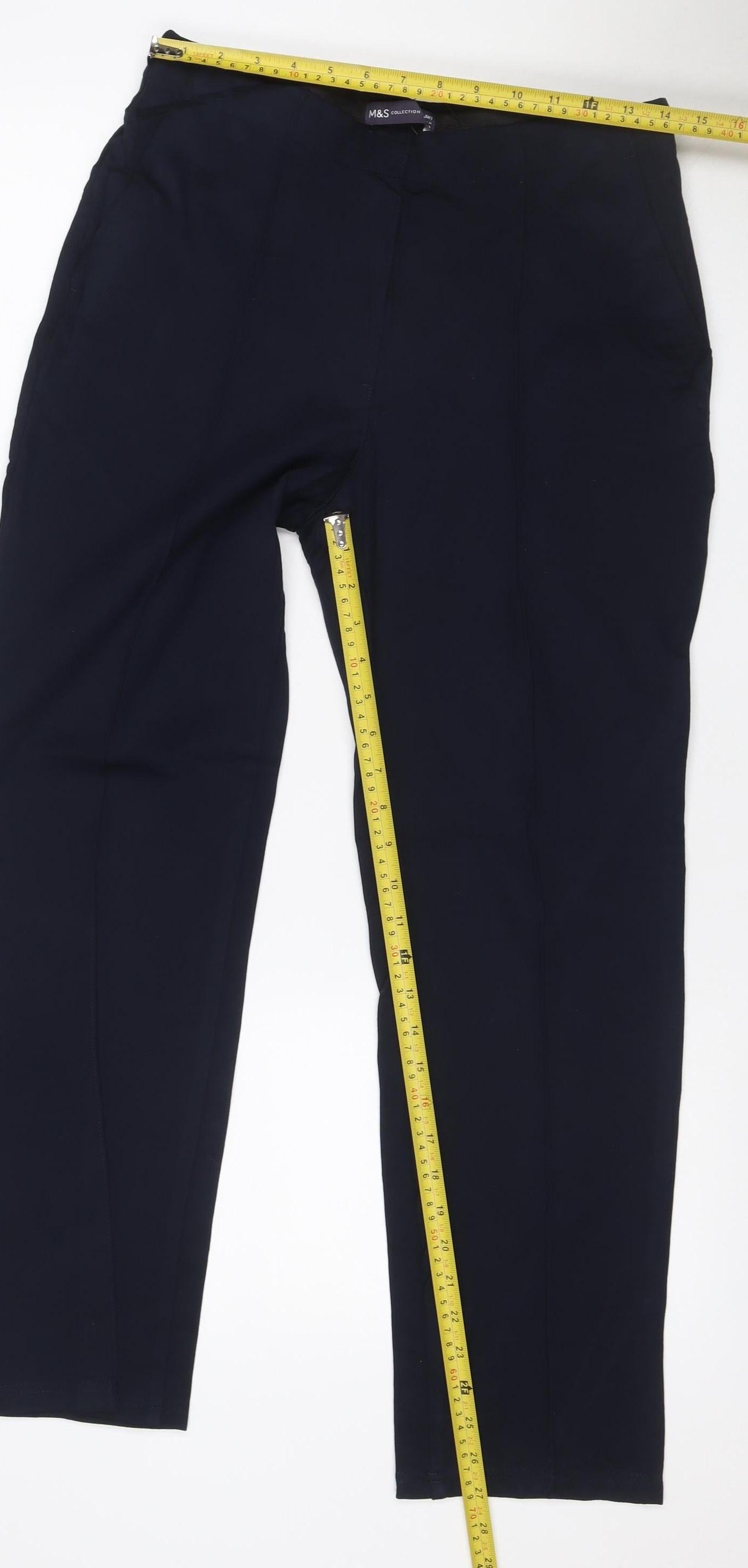 Marks & Spencer Women's Blue UK 12 Wide Leg Tailored Trousers
