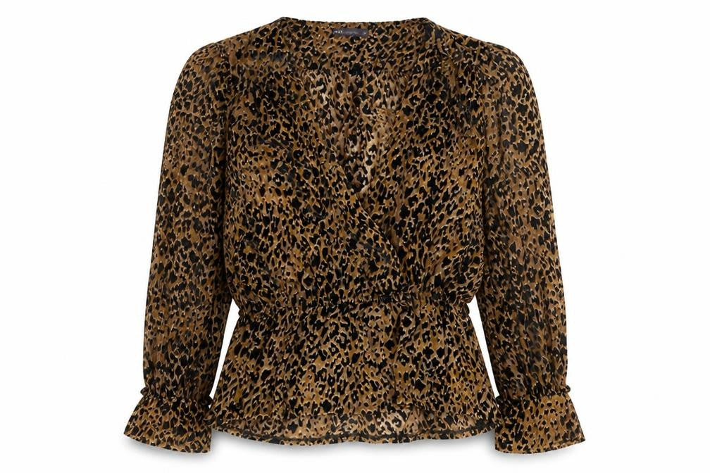 Marks & Spencer Women Brown Leopard Print Wrap Blouse Size 20