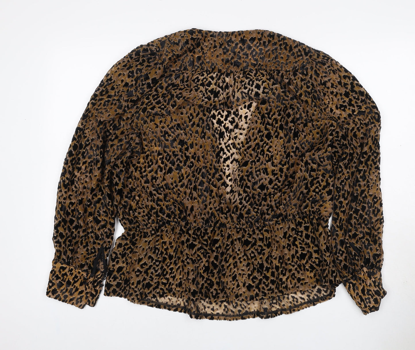 Marks & Spencer Women Brown Leopard Print Wrap Blouse Size 20