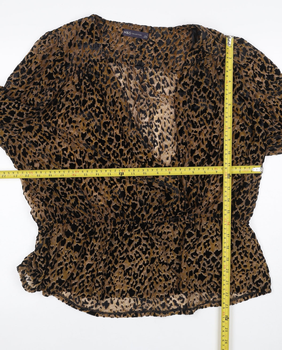 Marks & Spencer Women Brown Leopard Print Wrap Blouse Size 20