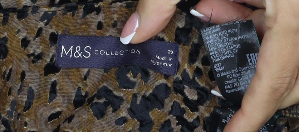 Marks & Spencer Women Brown Leopard Print Wrap Blouse Size 20