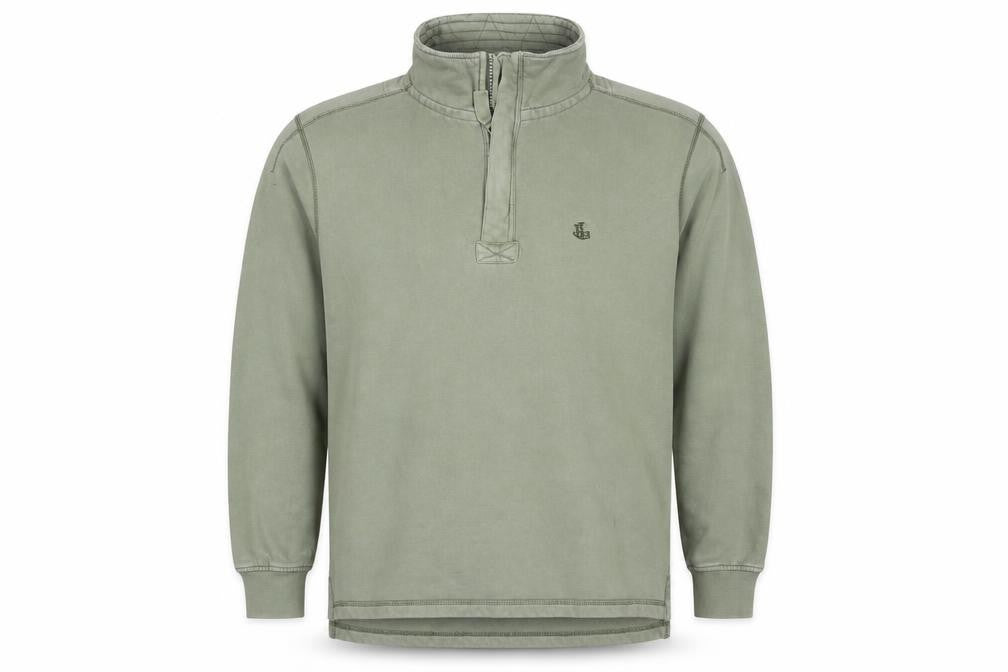Lazy Jacks Men Green L 1/4 Zip High Neck Logo Sweatshirt