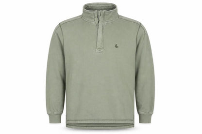 Lazy Jacks Men Green L 1/4 Zip High Neck Logo Sweatshirt