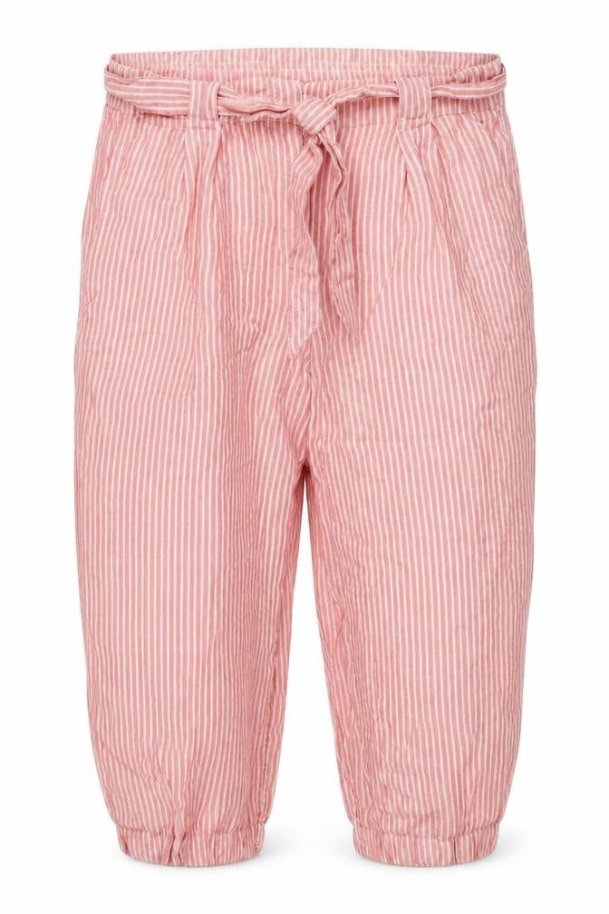 M&S Women’s Pink Stripe Size 18 Cropped Wide Leg Tie Trousers