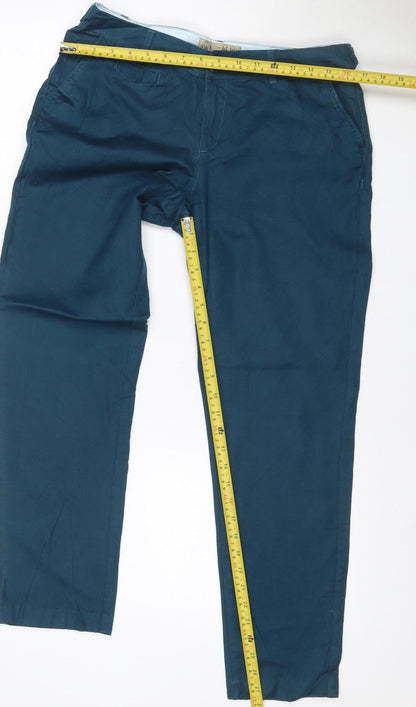 FatFace Women’s Blue Size 12 Straight Linen Blend Jeans