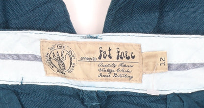 FatFace Women’s Blue Size 12 Straight Linen Blend Jeans