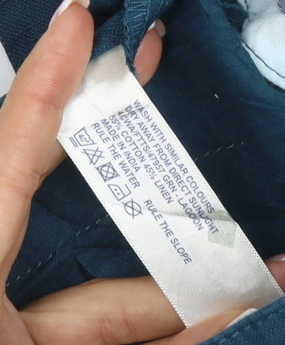 FatFace Women’s Blue Size 12 Straight Linen Blend Jeans