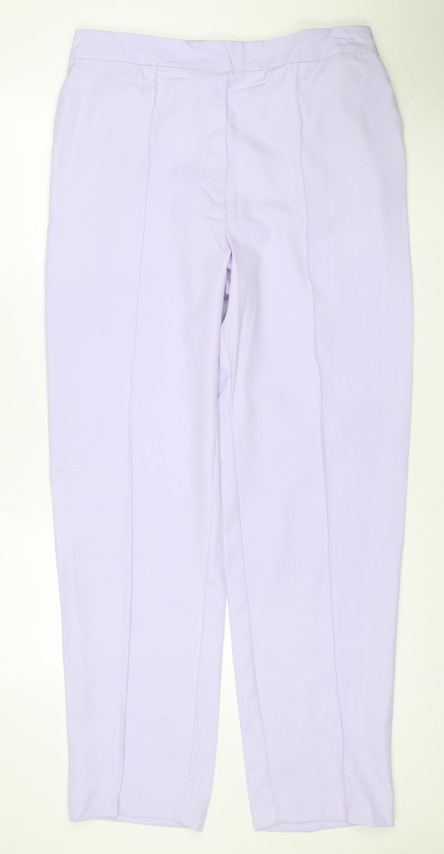 Marks & Spencer Womens Purple UK 16 Elastic Waist Straight Trousers