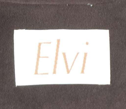 ELVI Women Brown UK 24 Long Stretch Button Lined Blazer Coat