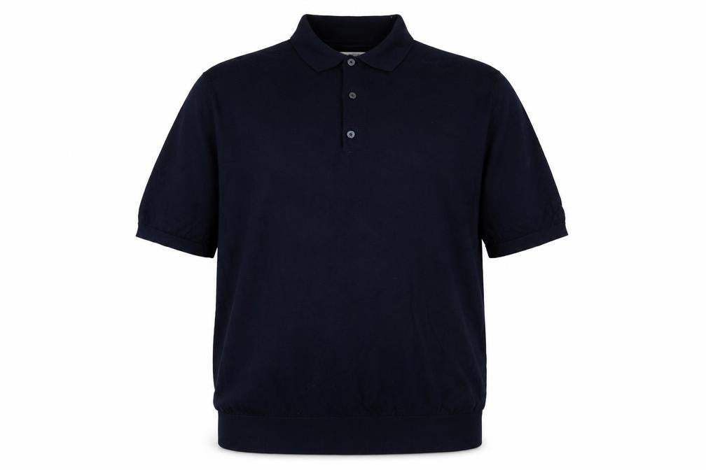 Front view of Autograph Men's Navy 3XL Merino Wool Short Sleeve Henley Jumper