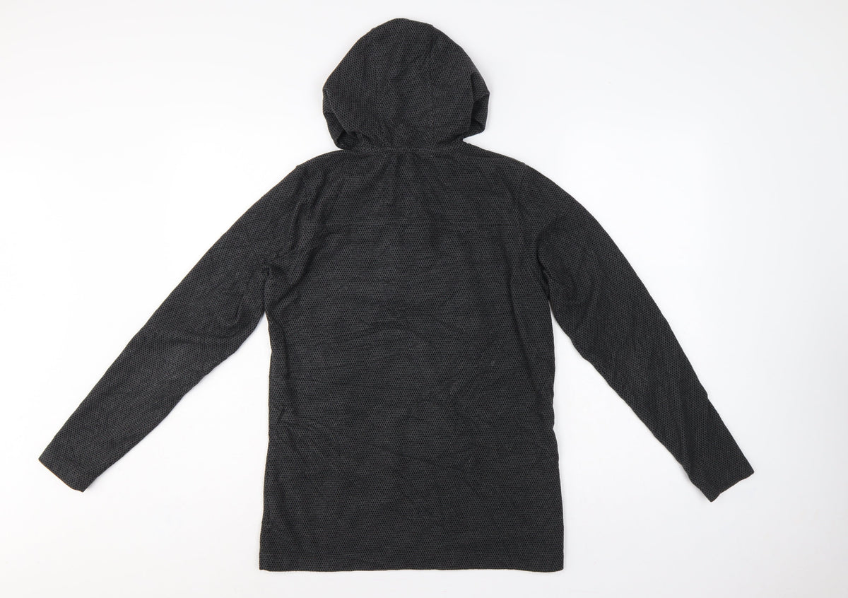 Close-up detail of Avacucho Women’s Grey M Hooded Button Pullover Tunic Hoodie