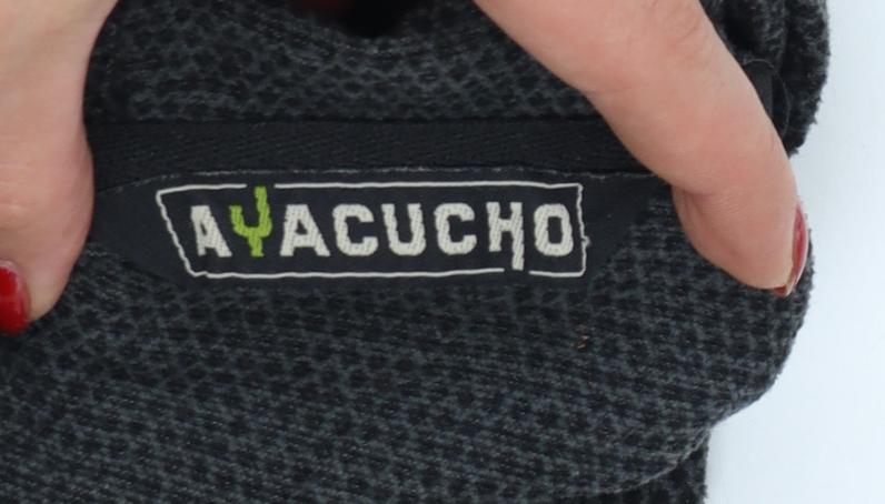 Brand and care label for Avacucho Women’s Grey M Hooded Button Pullover Tunic Hoodie
