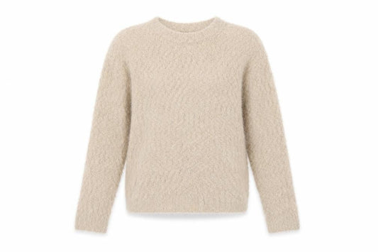 Marks & Spencer Women Beige Size S Fuzzy Knit Crew Neck Jumper