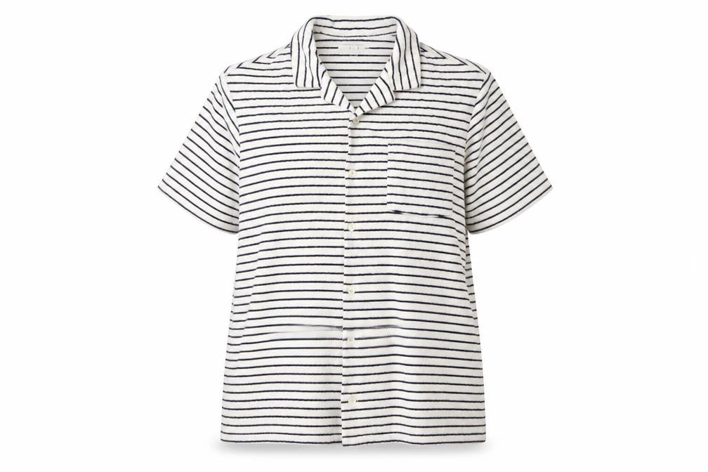 Marks & Spencer Women White Navy Striped Basic Cotton Terry Polo Shirt 2XL