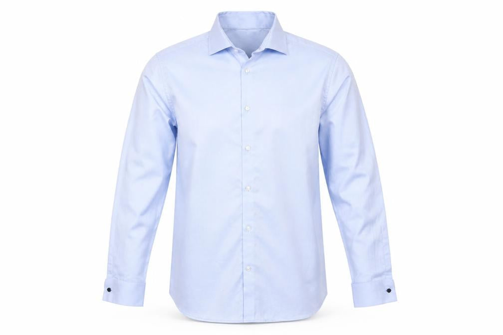 Marks & Spencer Men Blue L 17in Slim Herringbone Cotton Dress Shirt