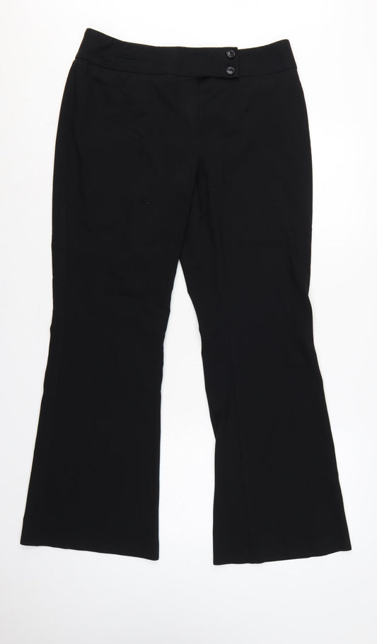 Marks & Spencer Women Black UK 16 Long Flared Dress Trousers