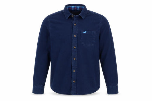 Hollister Men’s Blue M Cotton Long Sleeve Button-Up Shirt Pocket