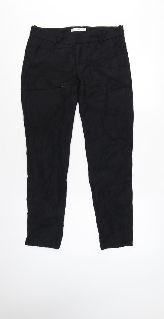 Mango Women Black UK 8 Slim Skinny Suit Trousers Pockets