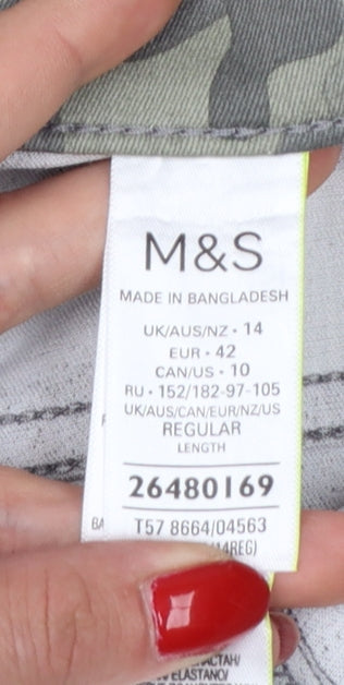 Marks & Spencer Women Green Camo UK 14 Slim Stretch Jeggings