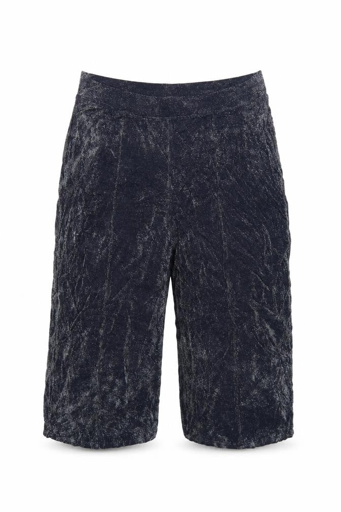 Marks & Spencer Womens Blue Glitter Wide-Leg Cropped Trousers UK 22 Regular