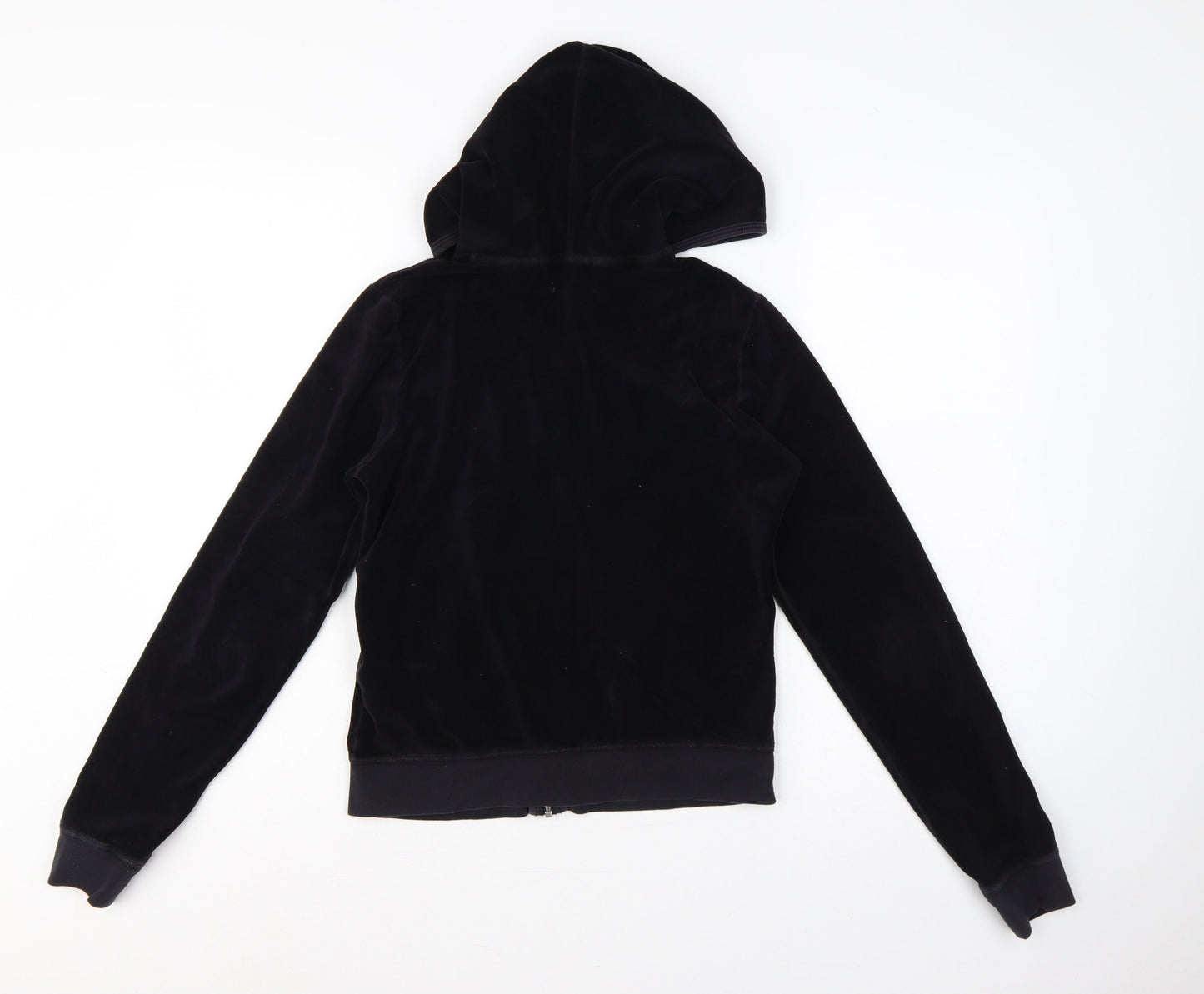 Juicy Couture Women’s Black M Velour Full Zip Hooded Hoodie
