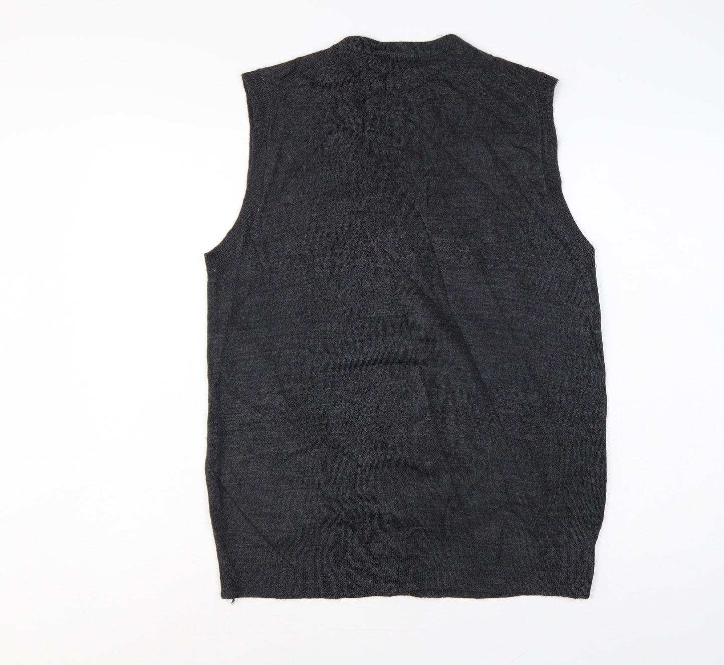 Selection Men’s Grey L Button V-Neck Sleeveless Knit Cardigan Vest