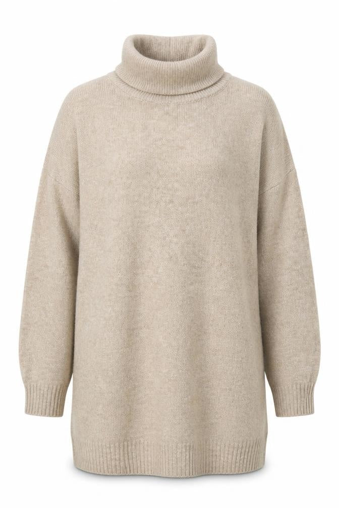 MNG Women’s Beige UK 12 Roll Neck Long Sleeve Knit Pullover Jumper