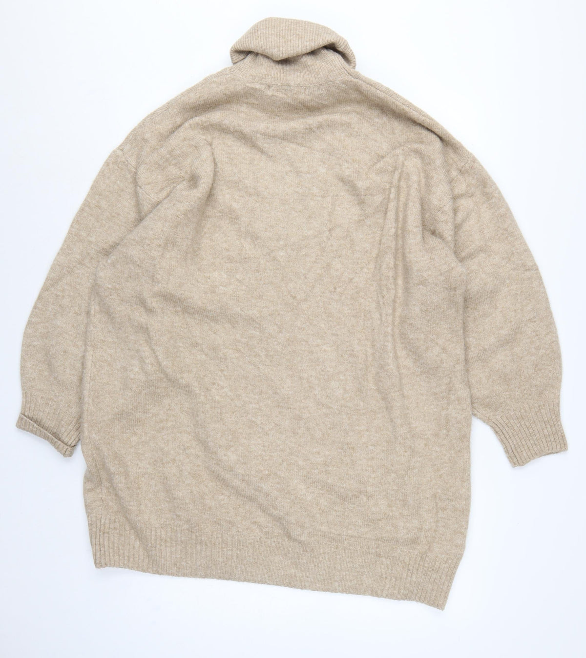 MNG Women’s Beige UK 12 Roll Neck Long Sleeve Knit Pullover Jumper