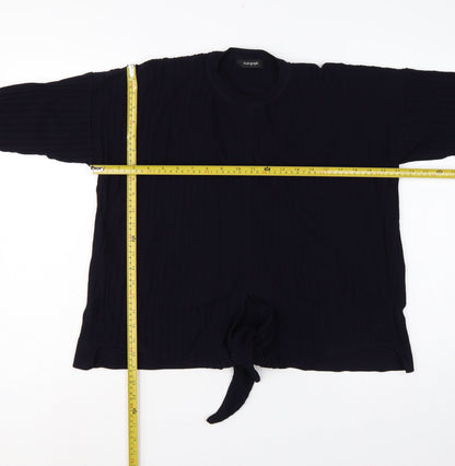 Back view of Autograph Women’s Navy UK 12 Rib Knit Tie Hem jumper