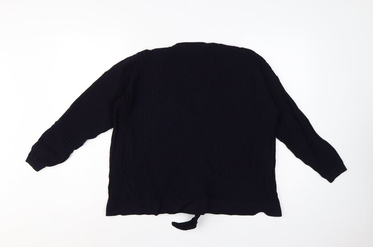 Autograph Women’s Navy UK 12 Rib Knit Tie Hem Pullover Jumper
