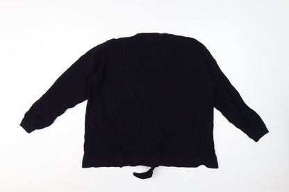 Close-up detail of Autograph Women’s Navy UK 12 Rib Knit Tie Hem jumper
