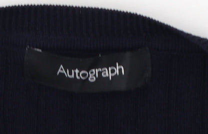 Brand and care label for Autograph Women’s Navy UK 12 Rib Knit Tie Hem jumper